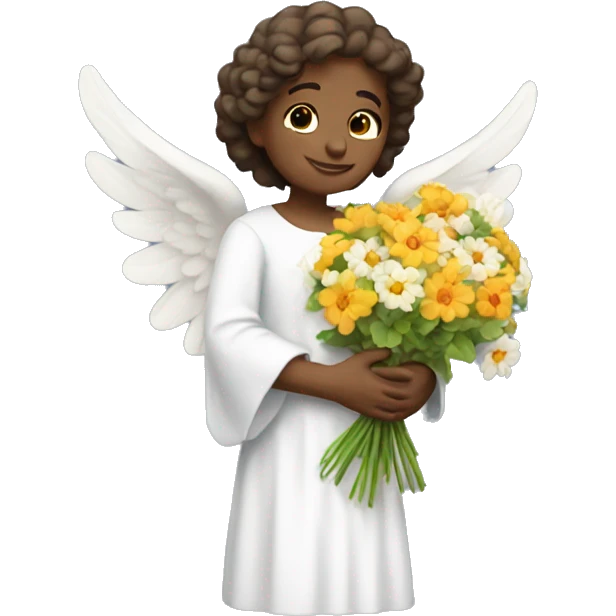 angel with bouquet of flowers emoji