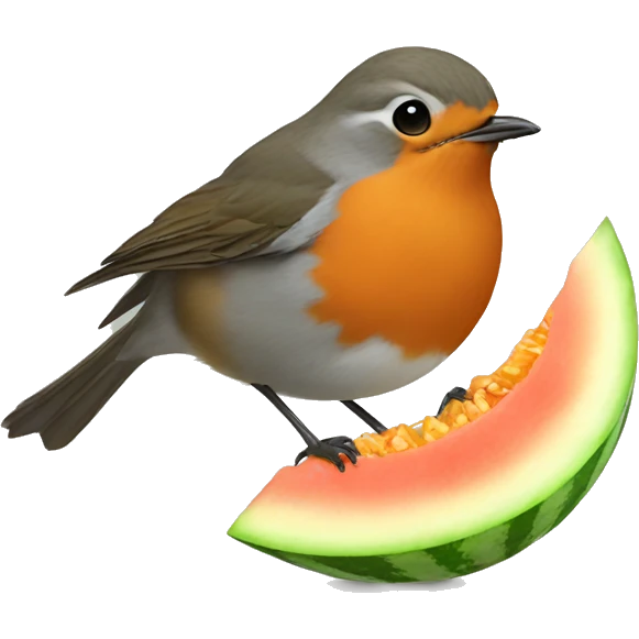 Robin eating melon emoji