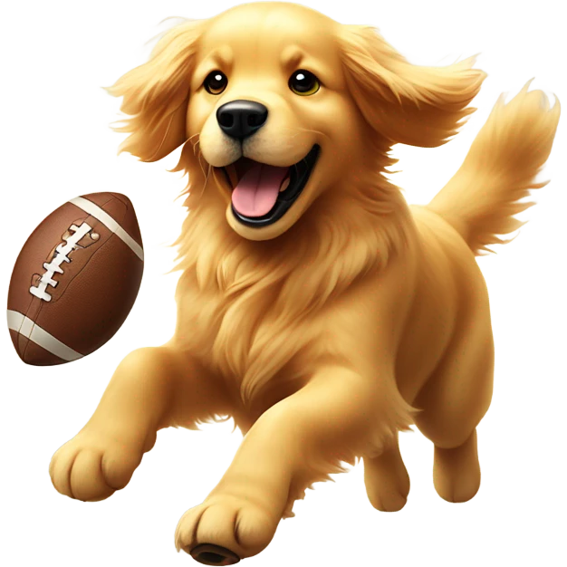 Golden retriever playing football emoji