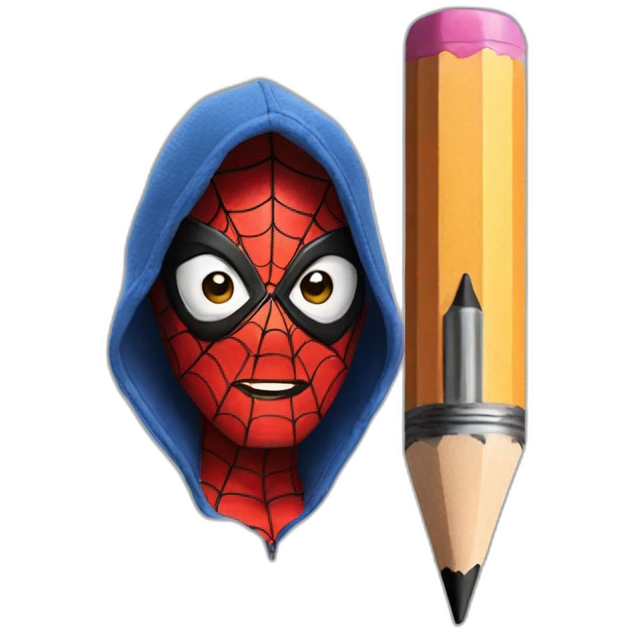spiderman with a pencil emoji