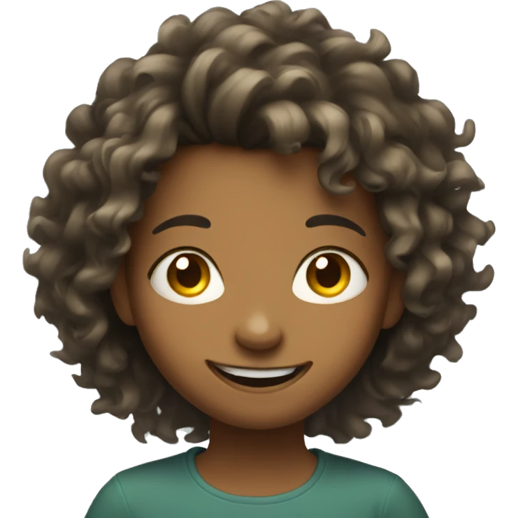 smiling girl with messy hair emoji