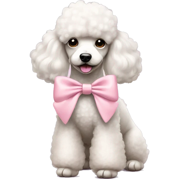White poodle wearing a pastel pink bow emoji