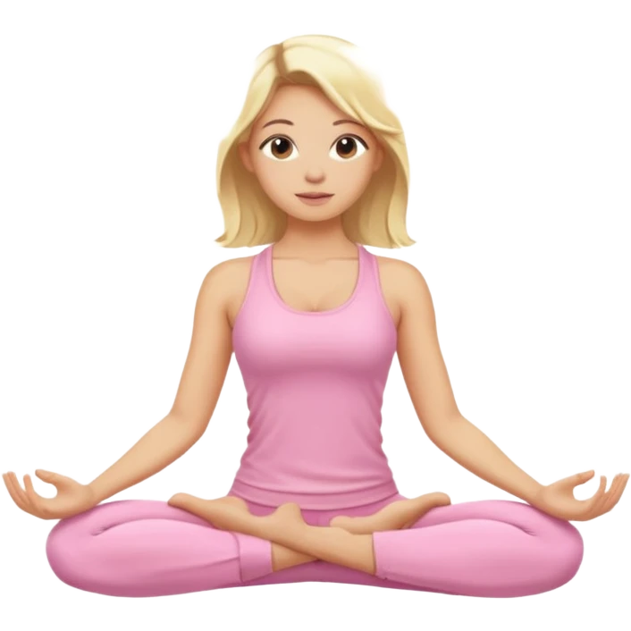 blonde yoga girl light pink clothes n emoji