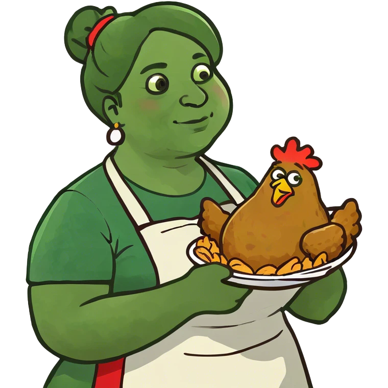a fat woman eating fried chicken  emoji