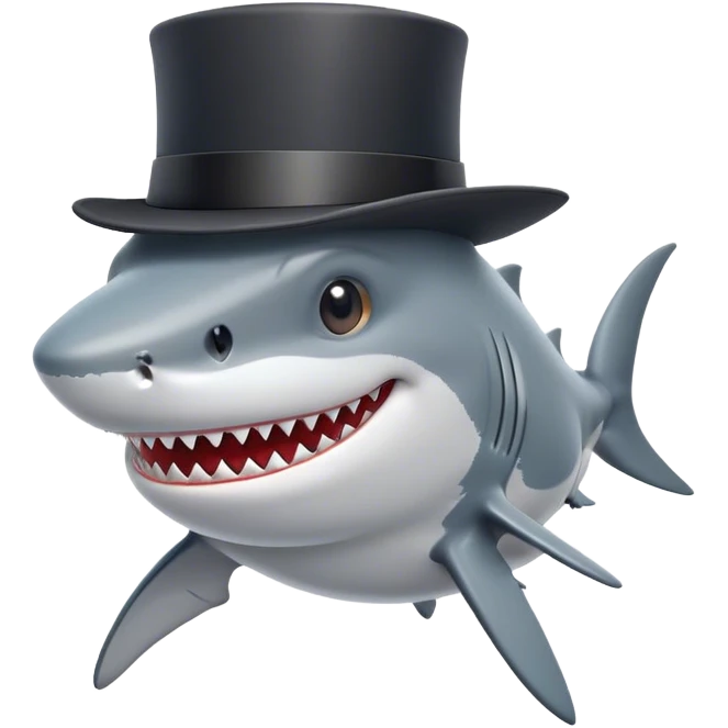 Shark with a top hat emoji