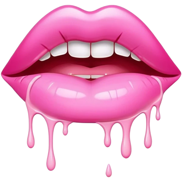 Floating pink glossy lips with More white paint dripping off emoji
