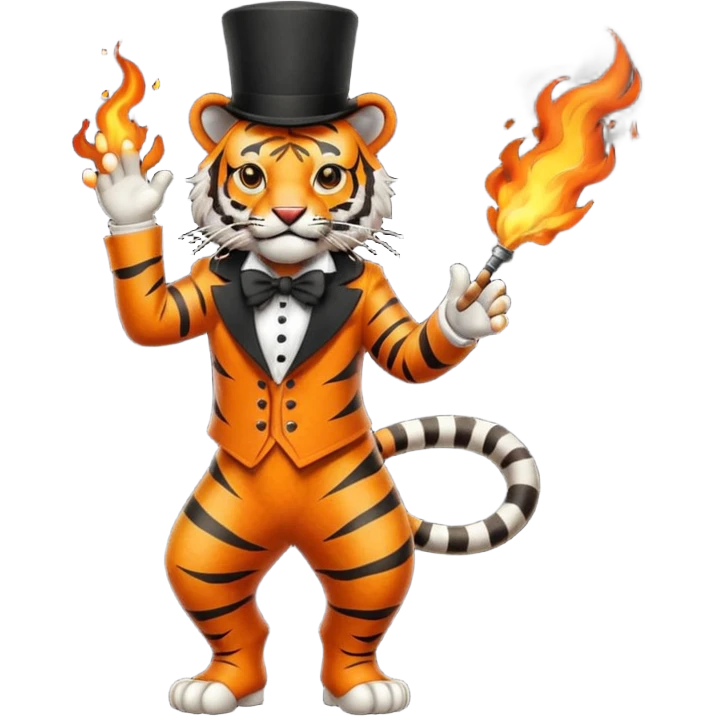 tiger  vintage-circus-performer-spitting-fire full body emoji
