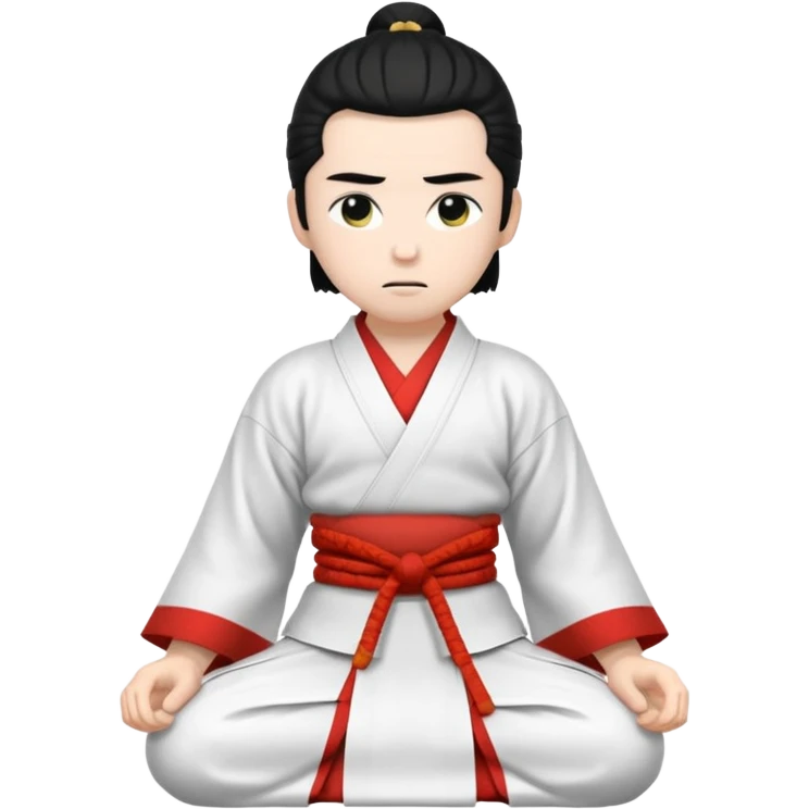 kneeling samurai in all white kimono emoji