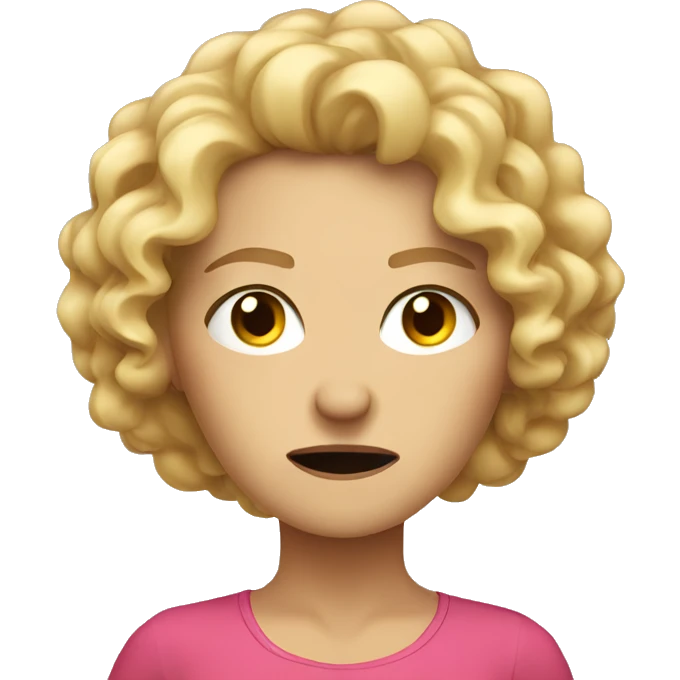 Curly blond hair woman. Super angry face emoji