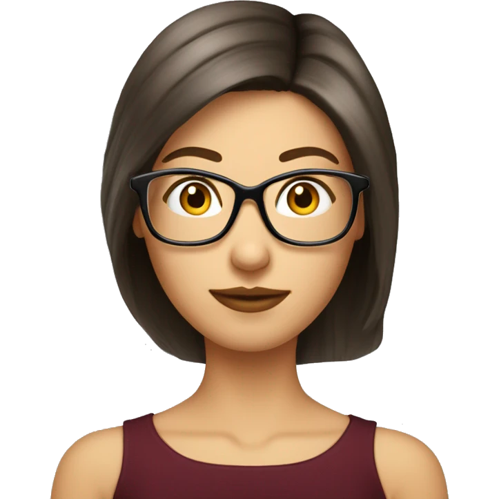 Femme jeune cheveux châtain lisse long lunette emoji