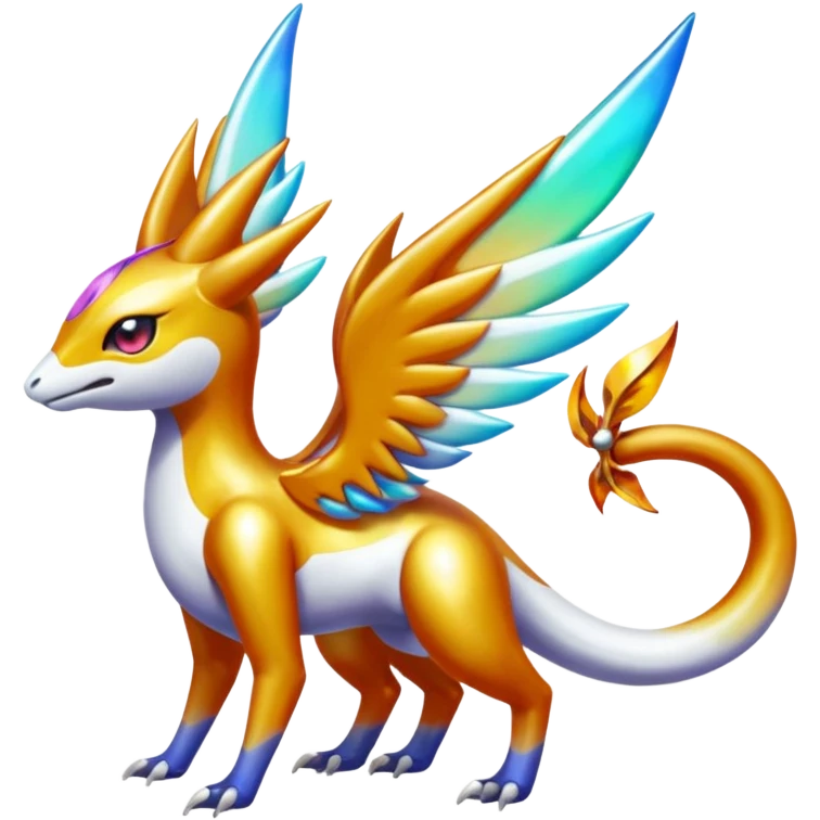 Shiny Colorful Meloetta-Latias-Koraidon-Peppercat-Wargreymon-Protogen-Fakémon-fusion-hybrid-creature emoji