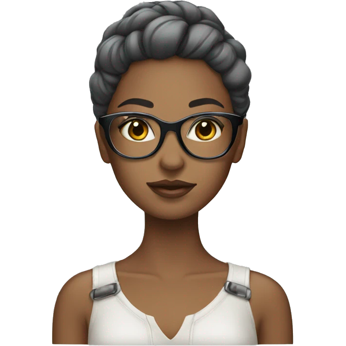 Girl wearing fashion glass emoji