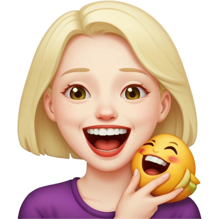 Girl choking herself as a joke emoji