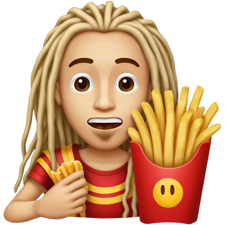 LIGHTSKIN DREADHEAD EATING FRENCH FRY  emoji