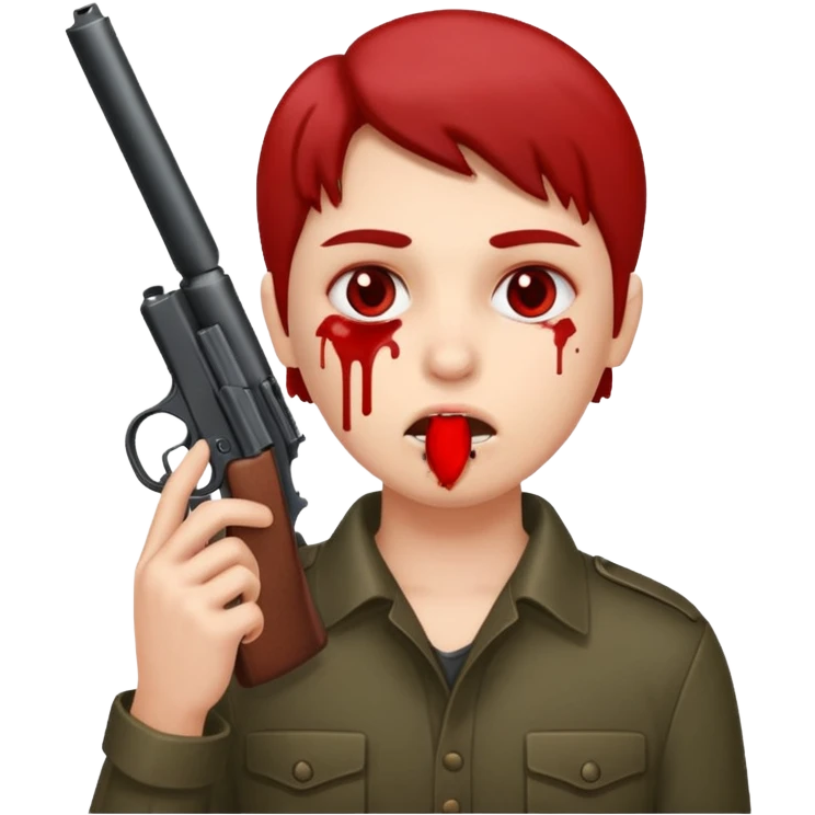 Blow my brains out with gun in mouth emoji