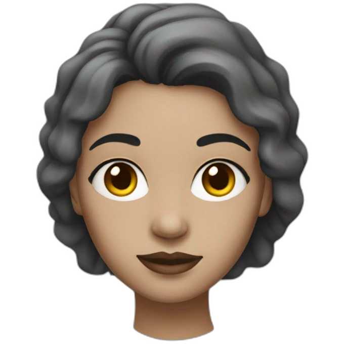 woman with gray skin and completely black eyes emoji