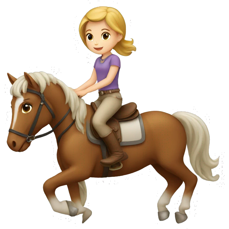 white little girl riding a horse emoji