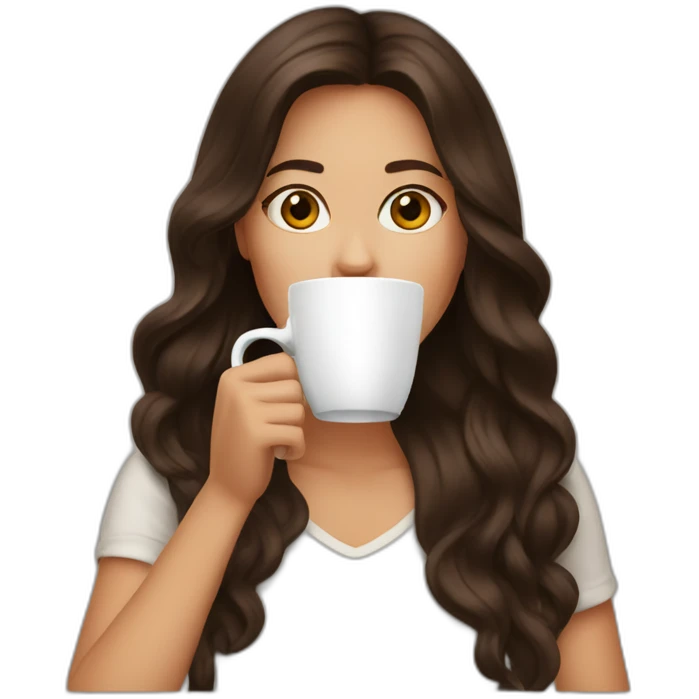 brunette drinking coffee emoji