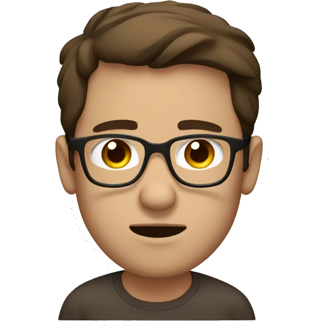 Sleepy white/brown guy with dark brown hair and brown glasses emoji