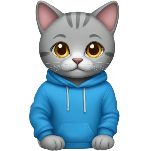 Cat wearing a blue sweatshirt  emoji
