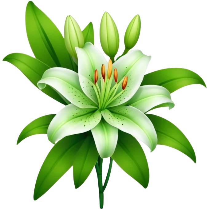 bouquet Soft Green Lily, luxuriant, leaf, bud emoji
