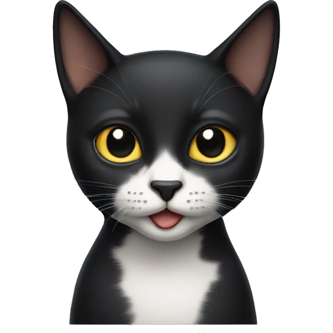 black cat short-haired with half white mouth emoji