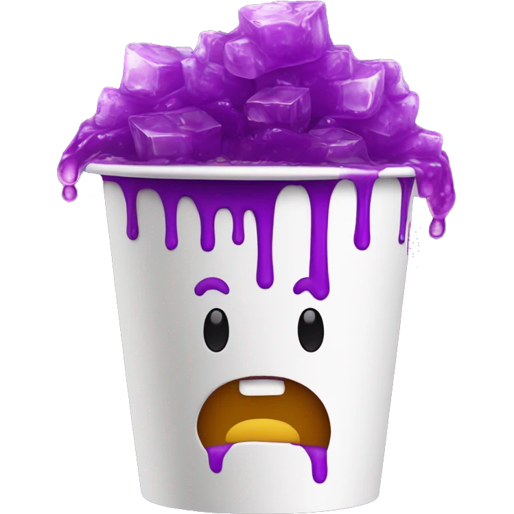 thick white styrofoam cup filled with purple ooze and ice cubes emoji