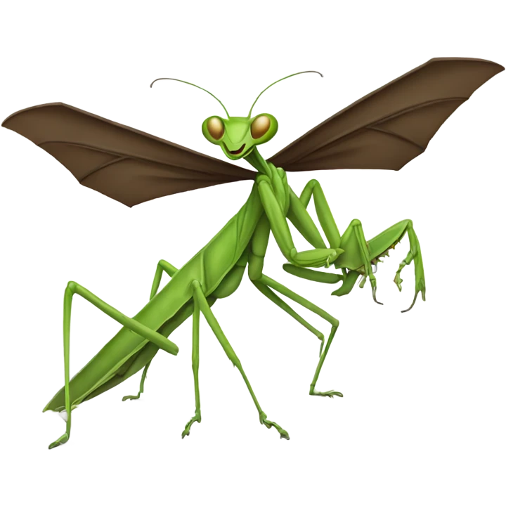 praying mantis riding on a flying bat emoji