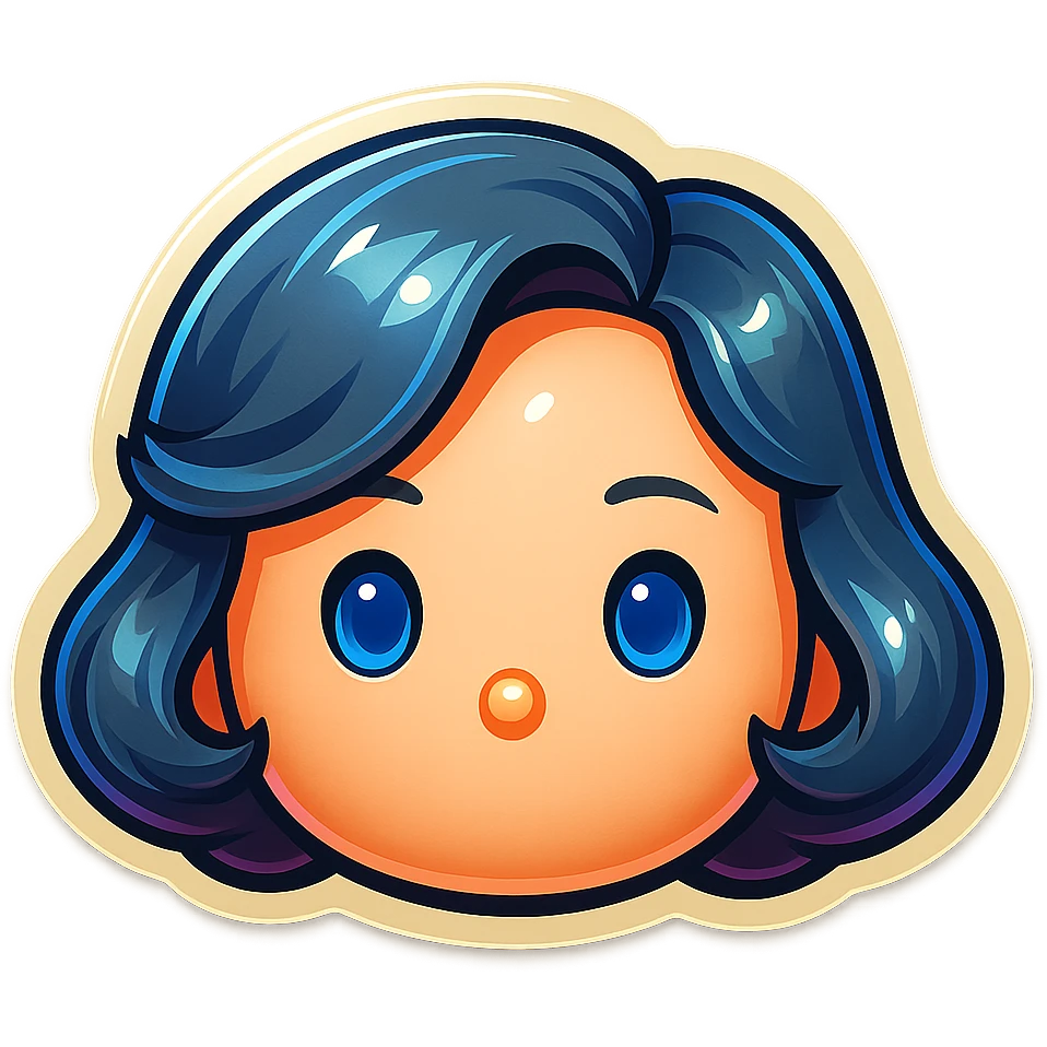 Make the tone of the hair cooler with more blue-grey hues, keep plush tsum tsum style, blue eyes, 1940s bob hairstyle, no body, no mouth, and remove the background. emoji