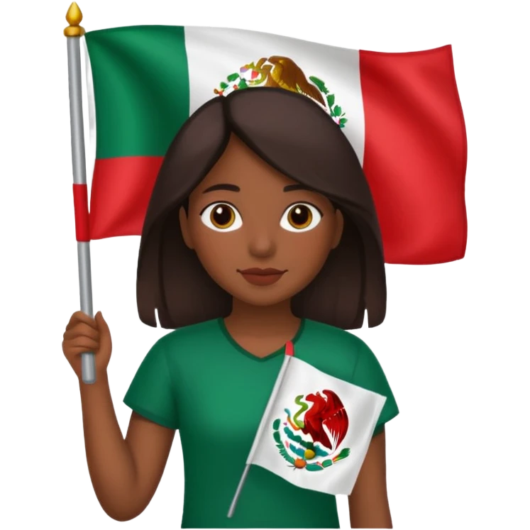 Hispanic girl holding a Mexican flag  emoji