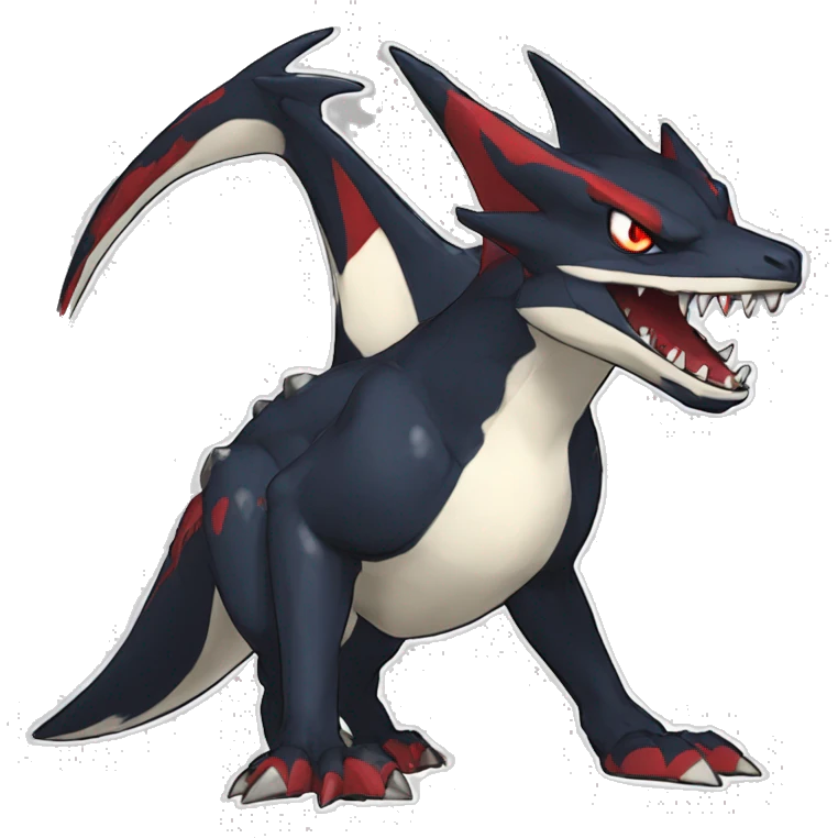 Black Cool Edgy Anthro Nargacuga-Sharpedo-Sergal-Garchomp-Fakémon  with White and Red Edgy markings emoji