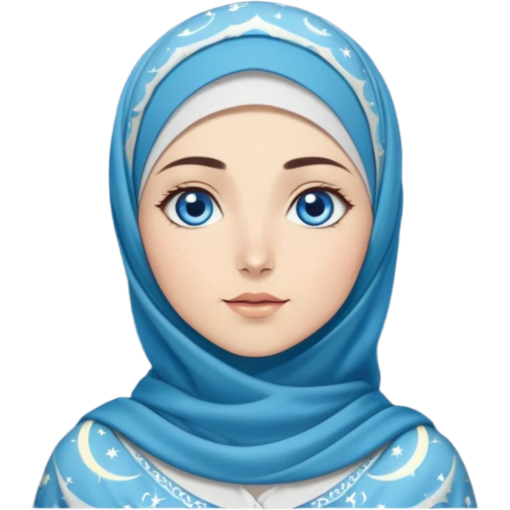 Turkish beautiful finish Konya girl blue eyes with moon patterned hijab dress and watching the moonlight sky on the ground  emoji