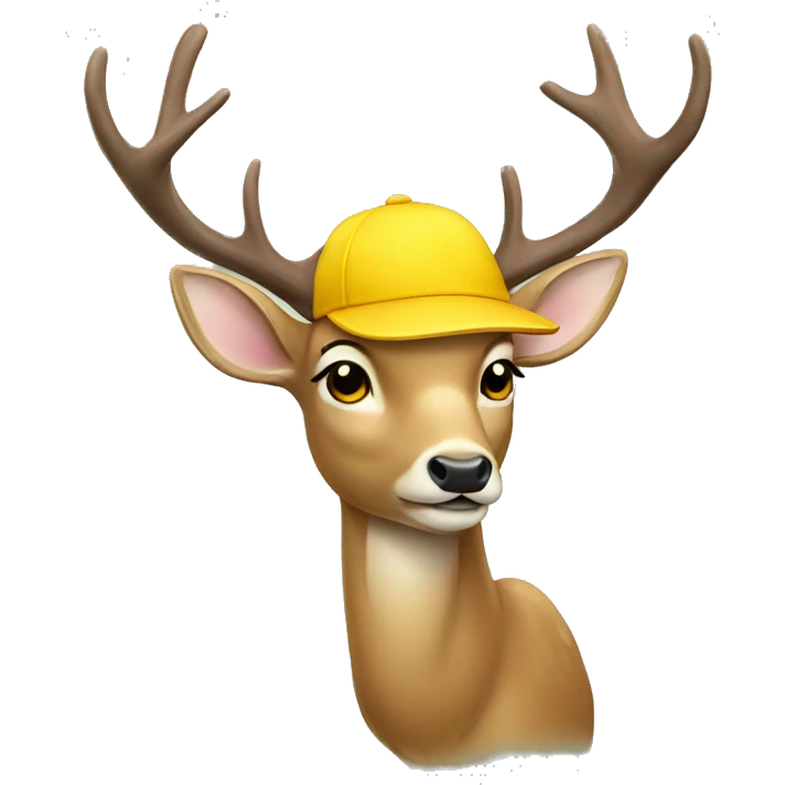 Deer wearing yellow hat emoji