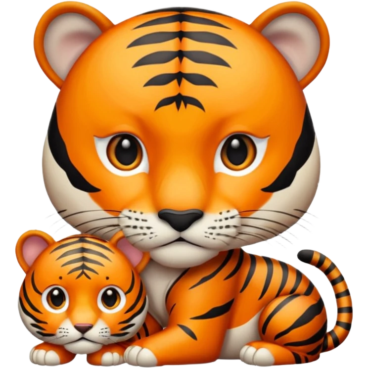 tiger and little tiger their eyes next to each other emoji