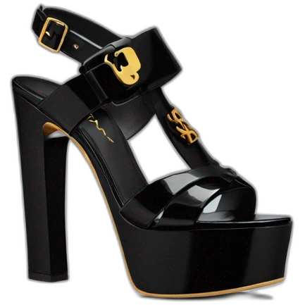 Ysl TRIBUTE heel SANDAL black PATENT LEATHER emoji