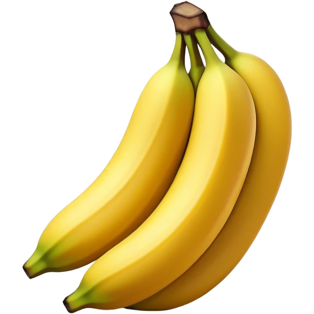 Cinematic bright yellow banana, smooth peel with gentle curves, slightly ripened, stacked in a charming bunch, warm glowing background, soft and inviting. emoji
