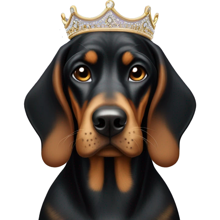 Black & Tan Coonhound with a tiara emoji