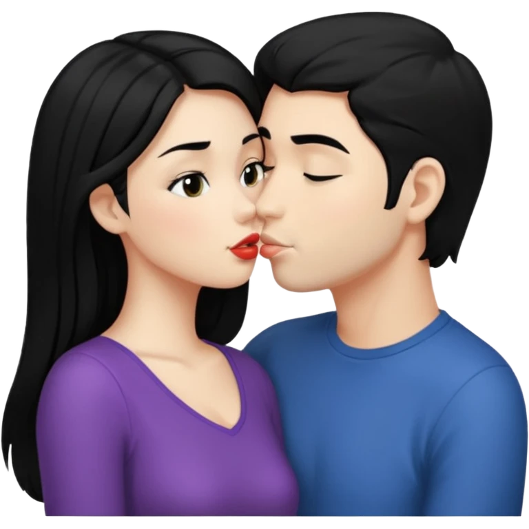 Black hair naked girl kissing a man with black hair  emoji