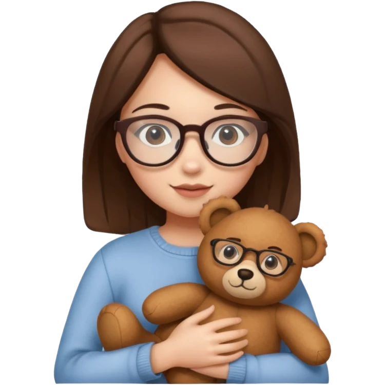 girl wearing glasses with teddy bear  emoji