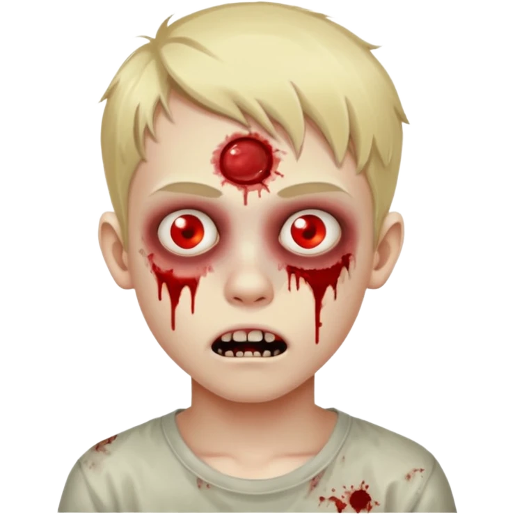 Cute blonde boy, 16 years old zombie emoji