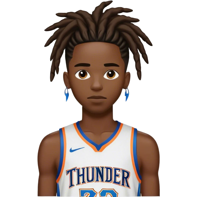 Shai Gilgeous Alexander with dreds behind head and a thunder jersey emoji