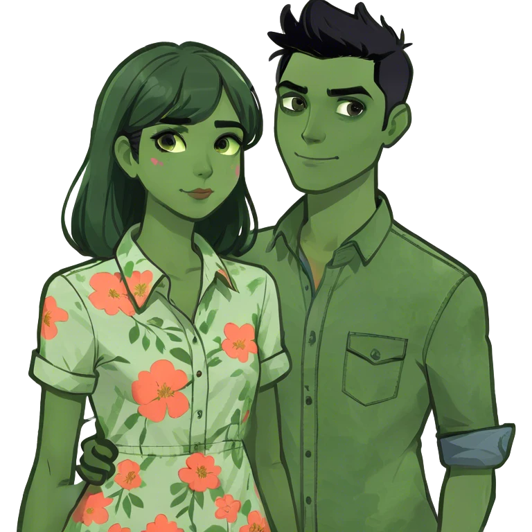Black hair girl and boyfriend emoji