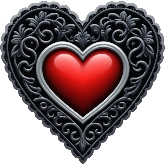 gothic heart with black lace emoji