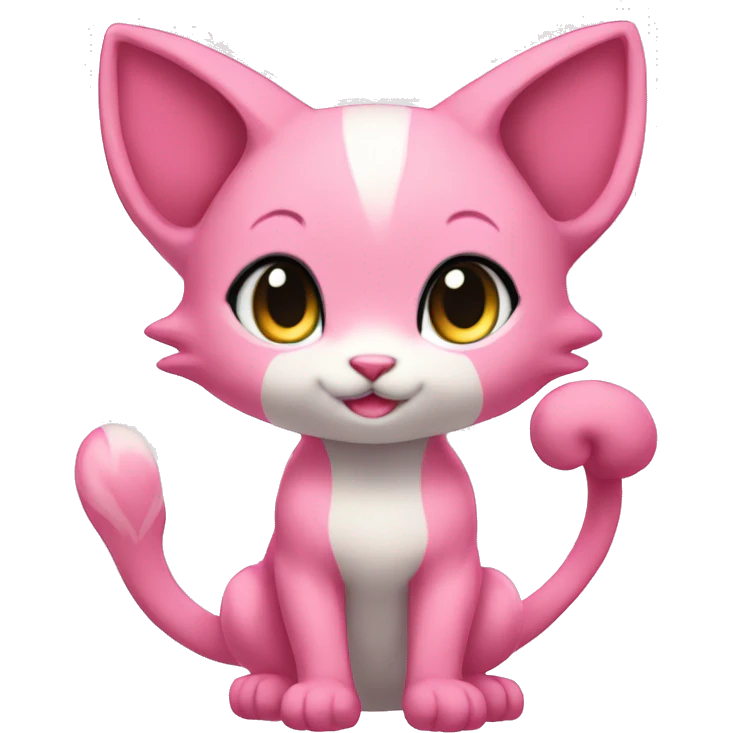 Pink Chibi Anthro Mew-Pokémon full body emoji