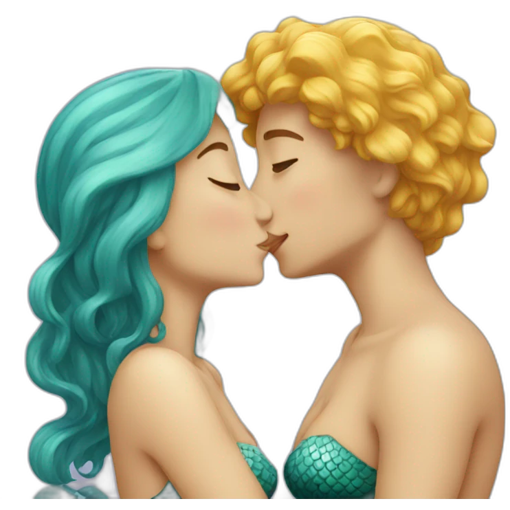 Mermaids kissing emoji