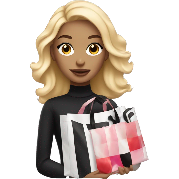 blonde girl holding sephora bag emoji