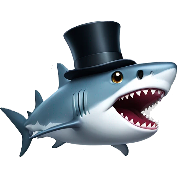 Shark with a top hat emoji