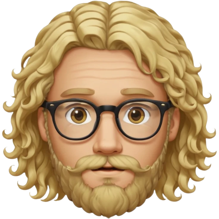 blond man with beard and spectacles and long curly hair and piercings  emoji