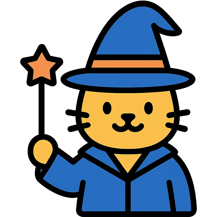 wizard cat with hat and wand icon emoji