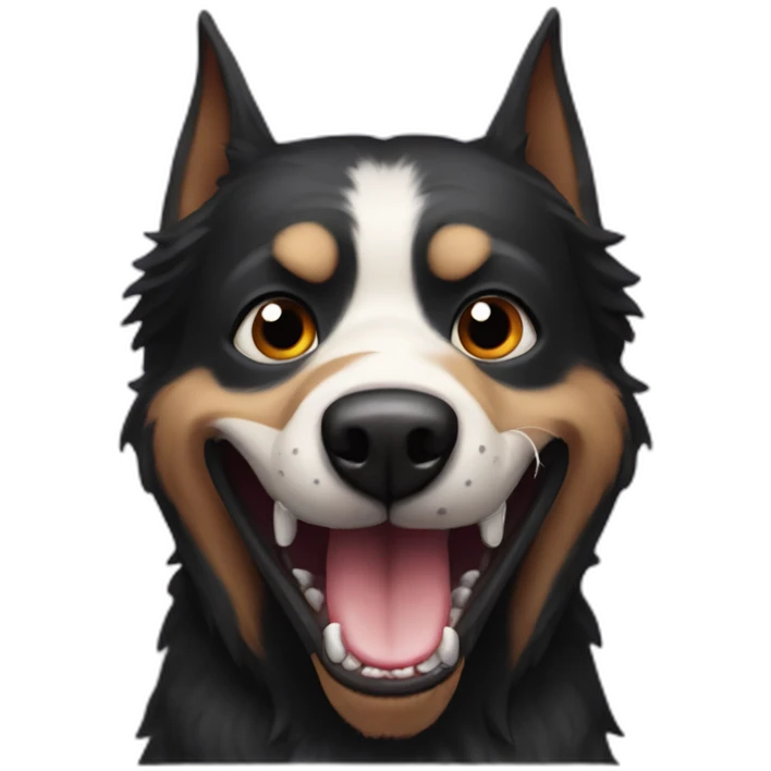 The black dog of Remy with two vampire teeth emoji